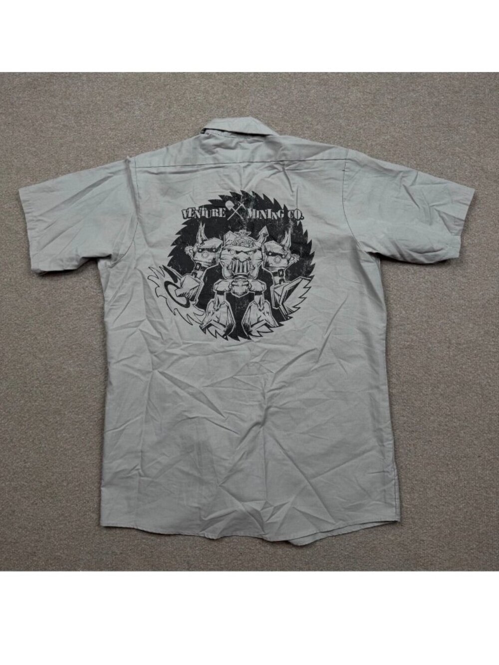 Vintage Jinx Mens Shirt Brown Medium M Button Up Short Sleeve Venture Mining Co